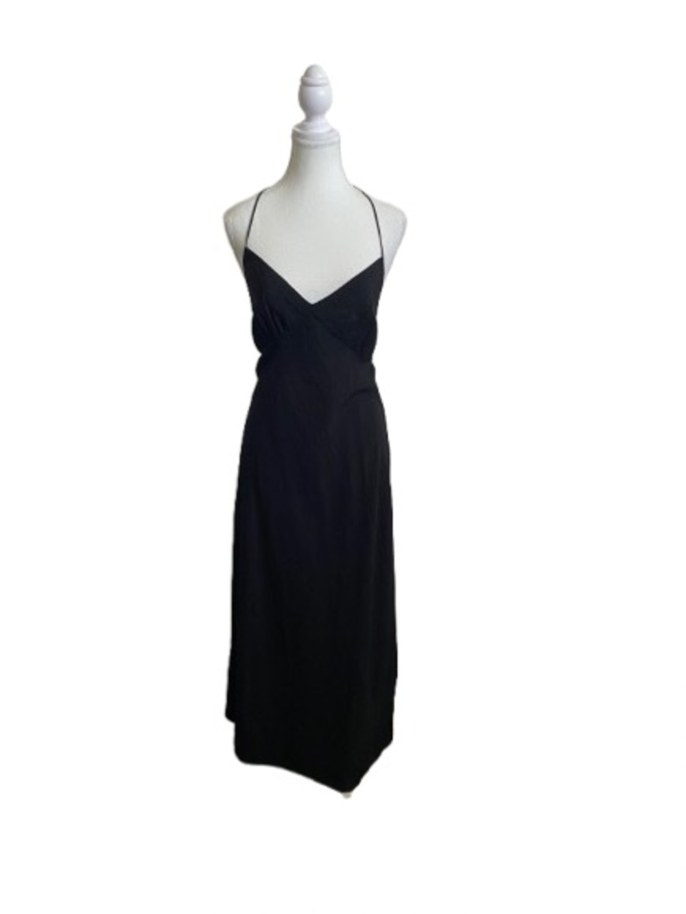 Madewell Black Maxi Slip Dress  Size 14  Cross-Back Spaghetti Straps